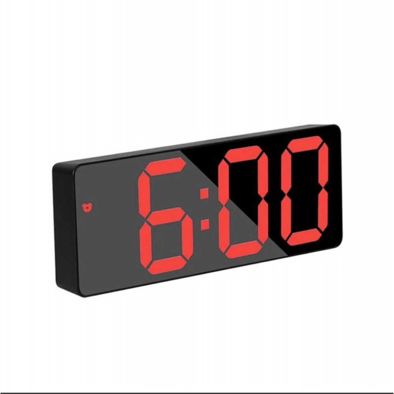 Ceas digital LED rosu cu alarma si suprafata oglinda, afisaj mare, alimentare USB sau baterii AAA