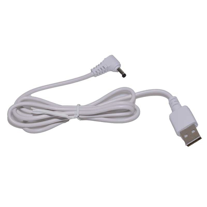Cablu USB-DC alb inclus pentru alimentarea ceasului digital de masa