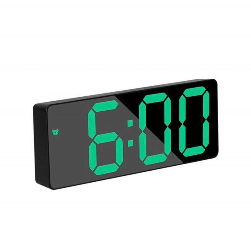 Ceas digital oglinda cu afisaj LED verde, alarma si termometru, alimentare USB sau baterii AAA