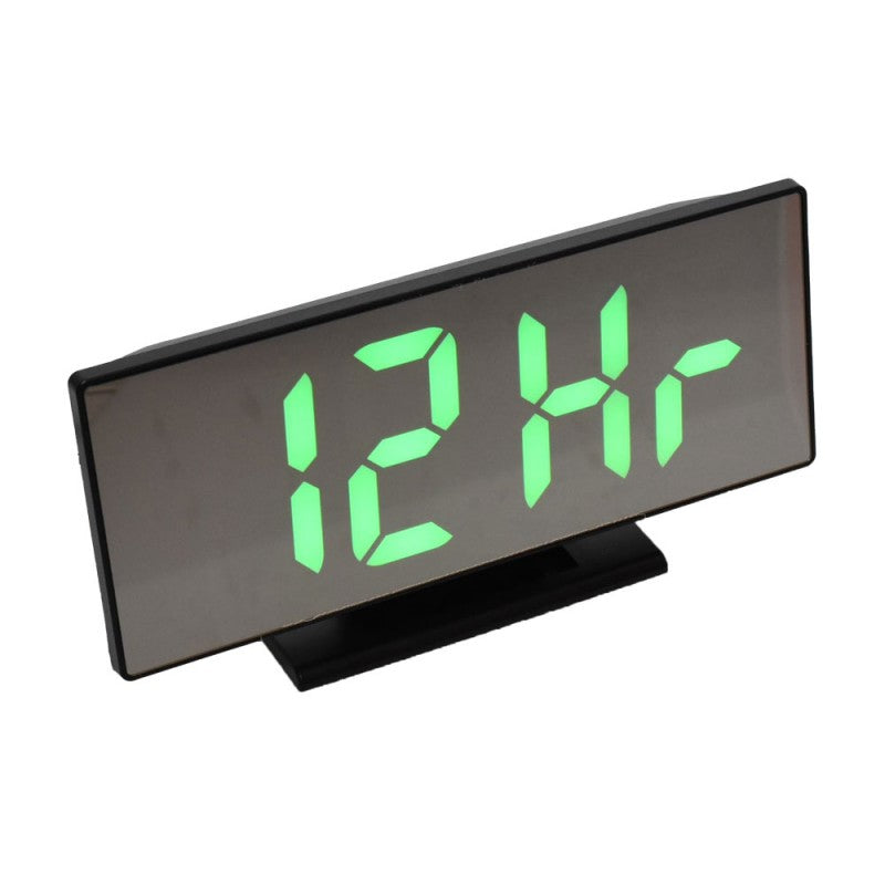 Ceas digital LED verde afisand modul 12 ore, display tip oglinda cu cifre clare
