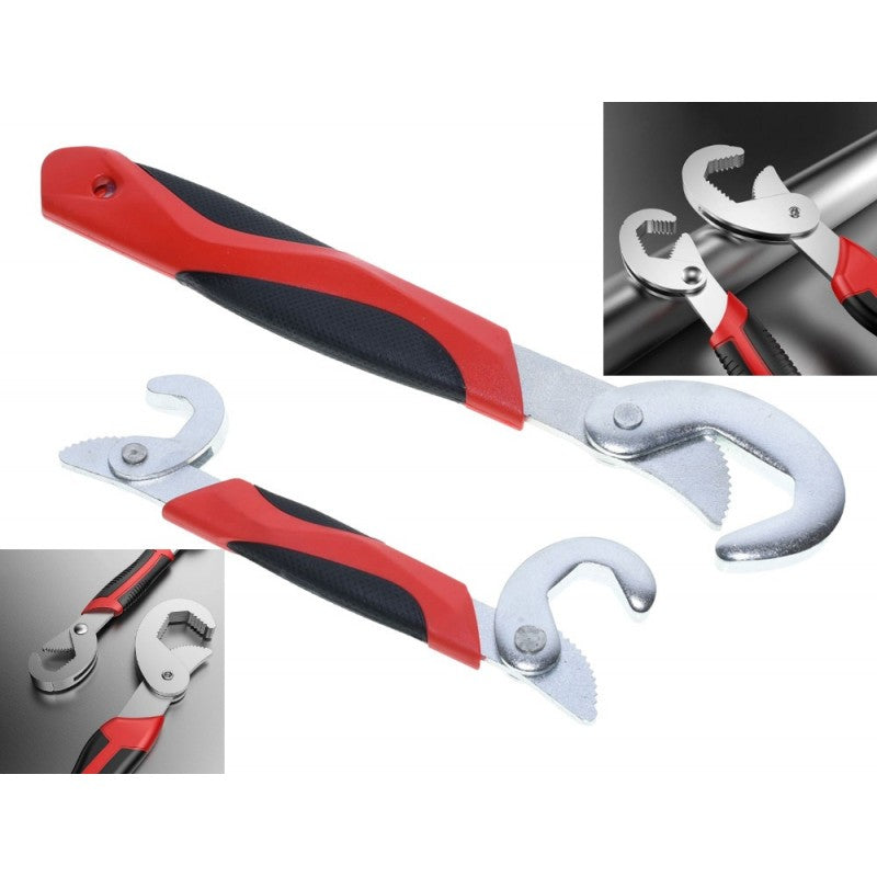 Set chei universale reglabile 9-32mm in utilizare, demonstratie prindere pe teava si racorduri sanitare
