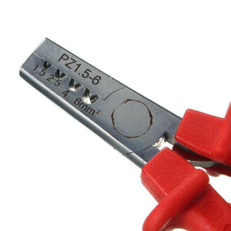 Cleste sertizat pin terminal detaliu cap cu marcare dimensiuni 1.5, 2.5, 4, 6mm² gravate pe falca