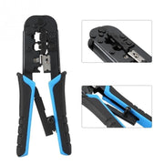 Cleste sertizat mufe RJ45 8P8C si RJ11 6P4C, maner ergonomic albastru-negru, cutter integrat