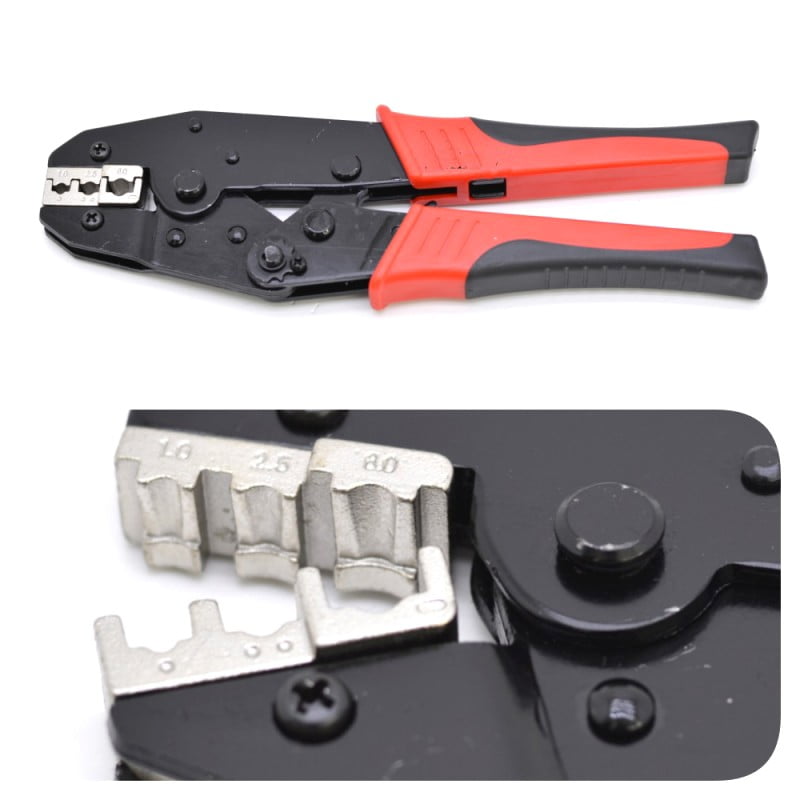 Cleste sertizat papuci electrici 1.0, 2.5 si 8.0 mm, maner ergonomic bicolor, constructie robusta din otel