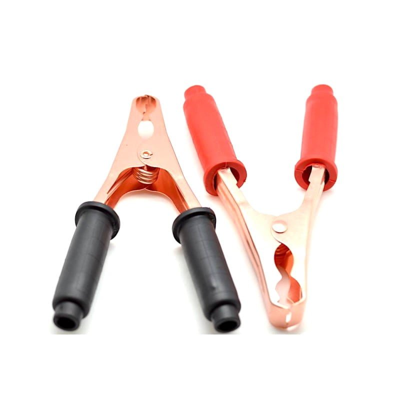 Set 2 clesti crocodil 400A cu izolatie PVC, manere cauciuc, placati nichel, pentru baterii auto 12V-24V