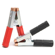Set clesti crocodil izolati 600A, manere PVC rosu si negru, mandibule din alama placata cu cupru