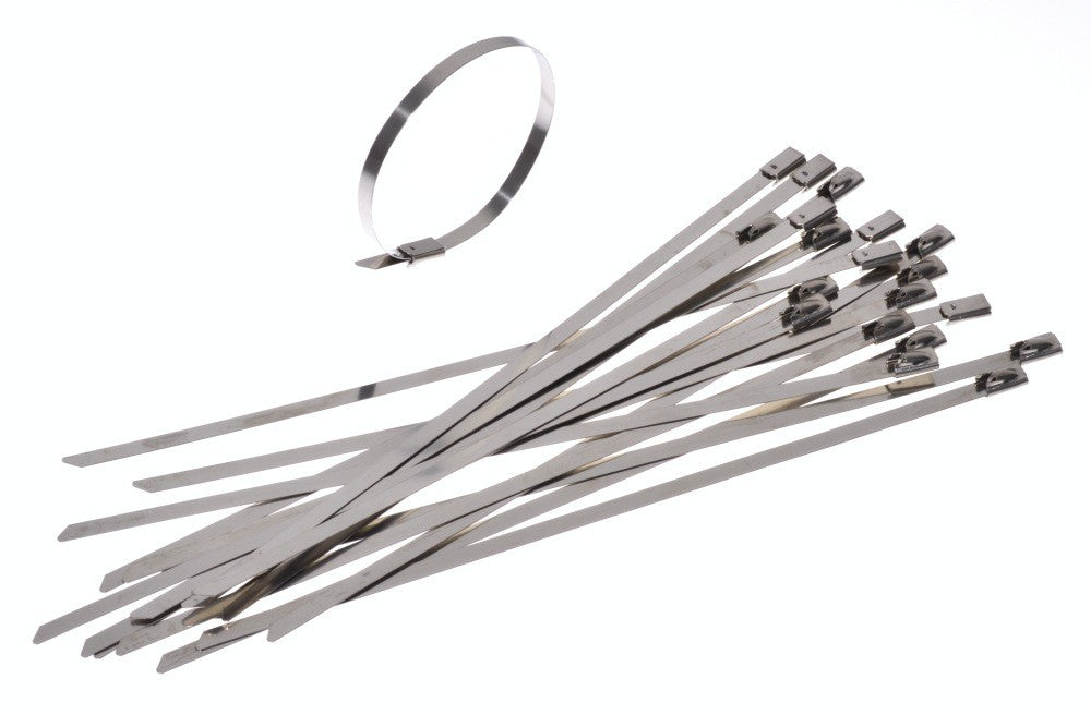 Set 20 coliere inox 4.6x250mm, vedere de ansamblu cu unul inchis