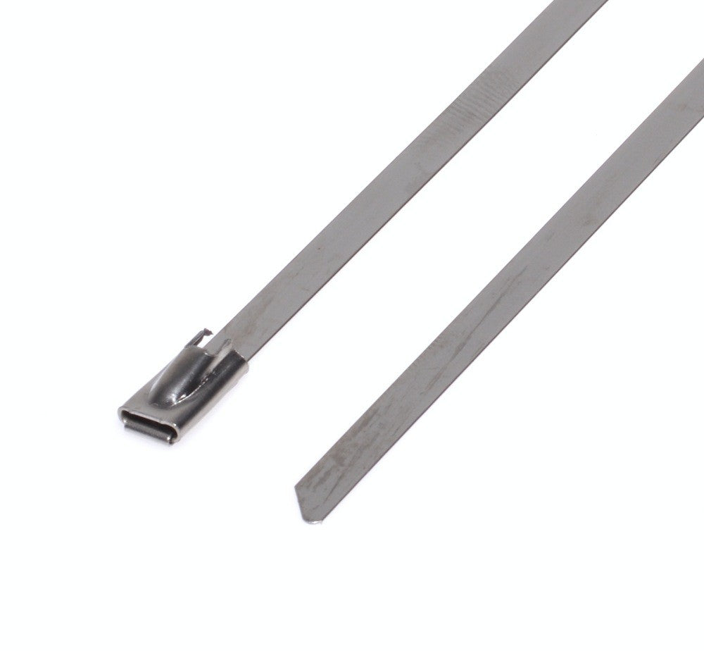 Colier metalic inox desfacut, detaliu cap de prindere cu sistem dintat