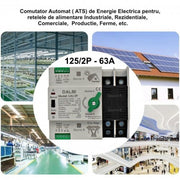 Comutator automat de transfer ATS 2P 63A, 230V, comutare intre sursa fotovoltaica si retea publica