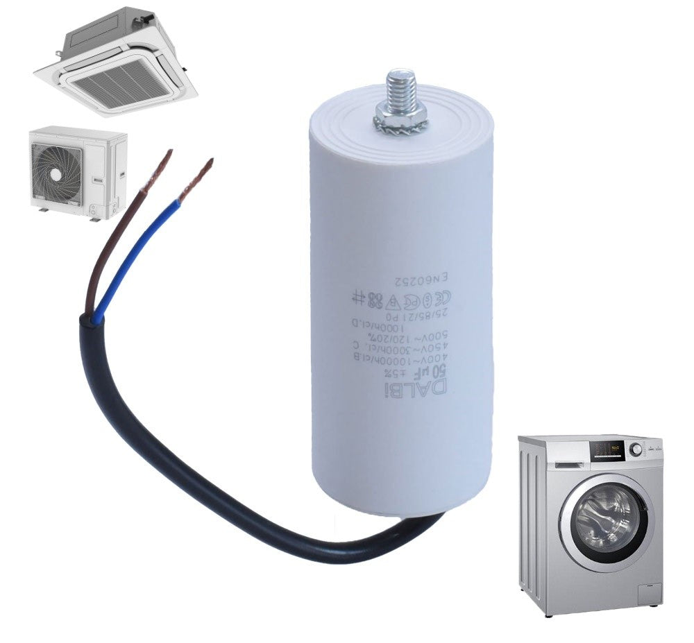 Condensator motor 50uF pentru echipamente casnice si industriale, aplicatii multiple