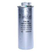 Condensator dublu 50+10uF 370V pentru aer conditionat, carcasa aluminiu cilindrica, certificare EN60252