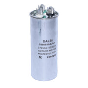 Condensator dublu 50+6uF 370V AC pentru aer conditionat, carcasa aluminiu cilindrica, certificat EN60252