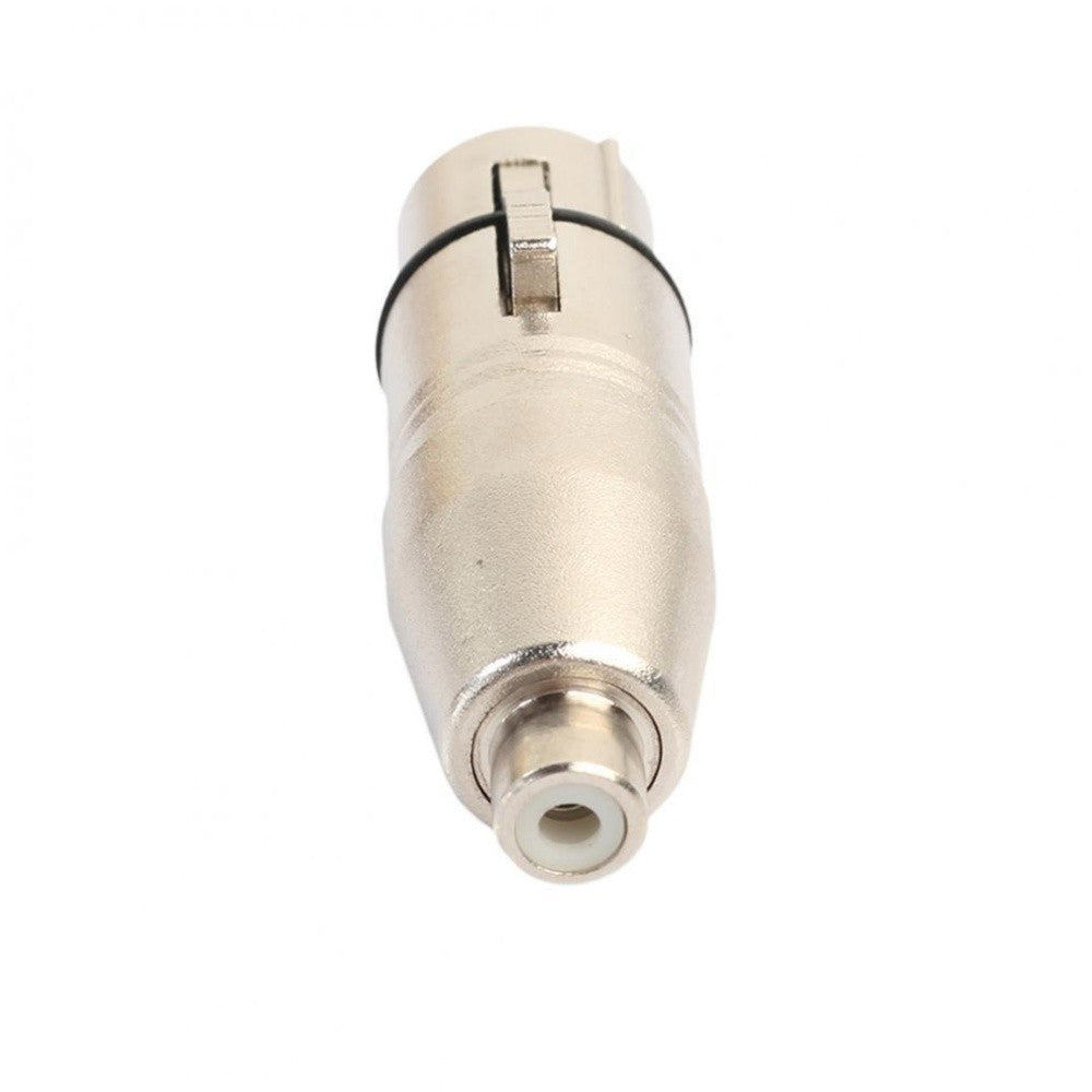 Adaptor XLR mama-RCA mama, vedere laterala cu mufa RCA femela si inel negru de etansare