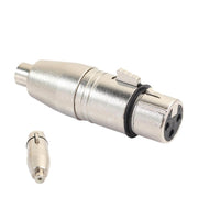 Adaptor XLR mama la RCA mama, carcasa metalica nichel, conector audio 3 pini pentru mixere si amplificatoare
