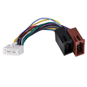 Adaptor ISO 16 pini pentru autoradio, mufa alba 16 pini si conectori ISO negru si maro, cabluri multicolore 20 cm
