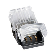 Conector banda LED 10mm, 3 pini, IP65, cu clips transparent si pini aurii pentru racordare fara lipituri