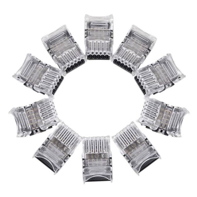 Set 10 conectoare RGBW 12mm 5 pini, aranjate circular, carcasa transparenta rezistenta