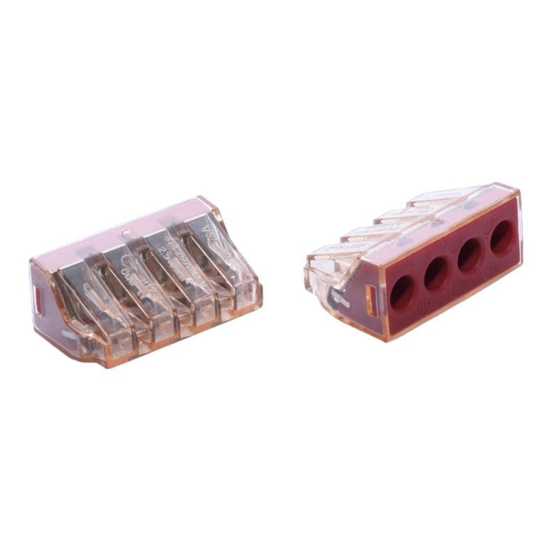 Conector doza 4 poli cu carcasa transparenta, vedere din doua unghiuri diferite, fire 2.5-6mm