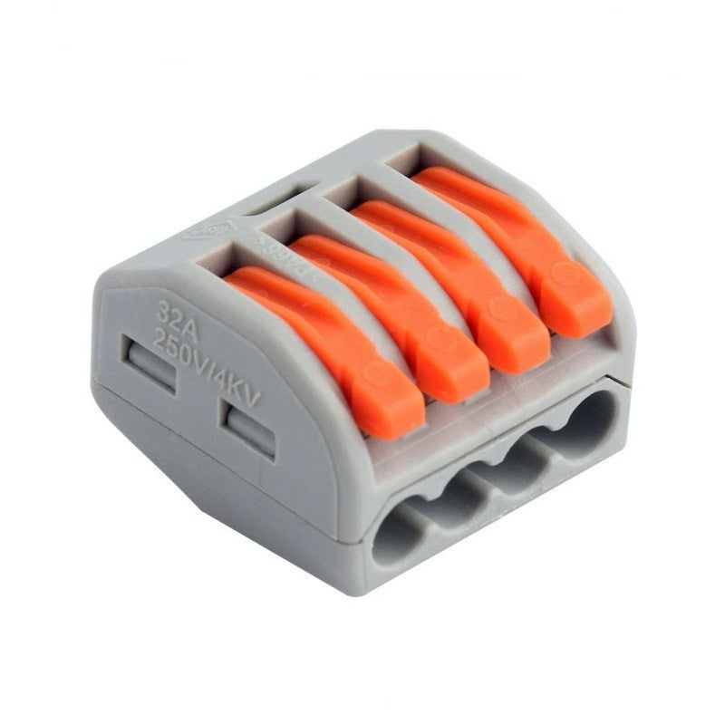 Conector doza 4 poli cu manete rabatabile, 32A 250V, carcasa gri cu cleme portocalii