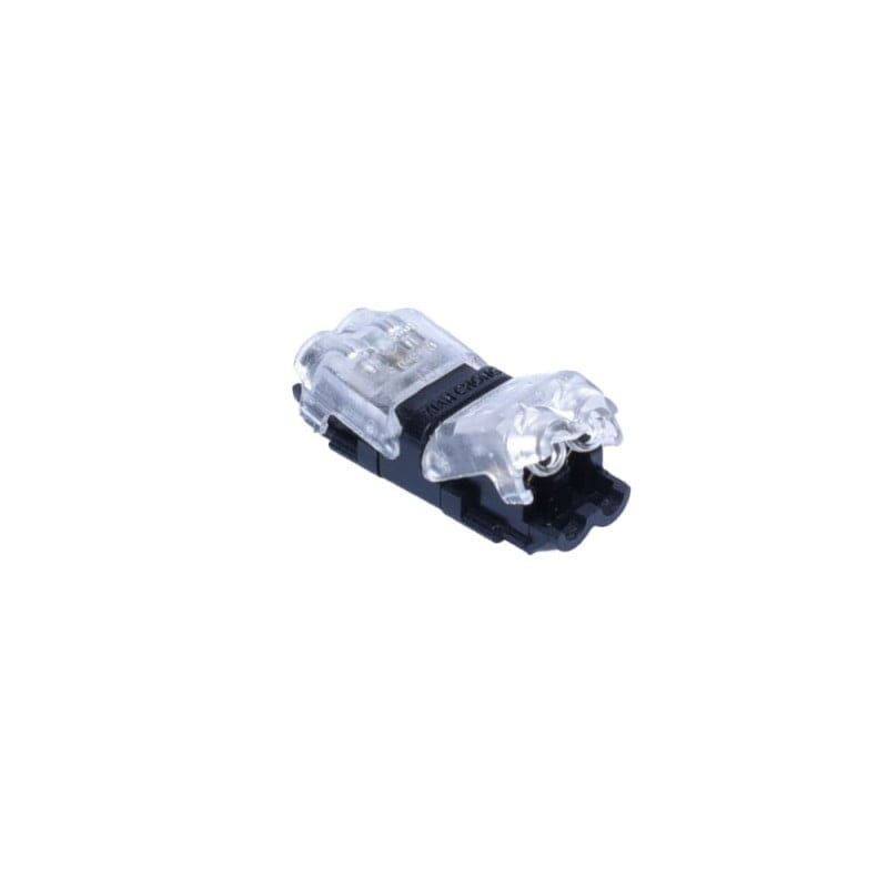 Conector cablu H2 vedere laterala, carcasa transparenta cu contacte din cupru vizibile