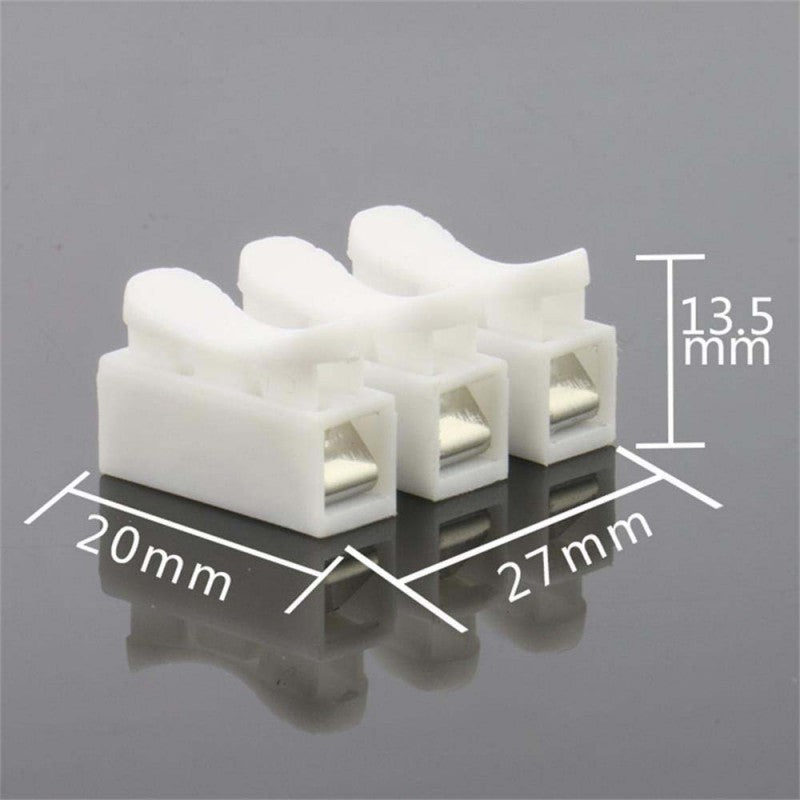 Conector rapid 3 legaturi cu dimensiuni 27x20x13.5mm indicate prin sageti