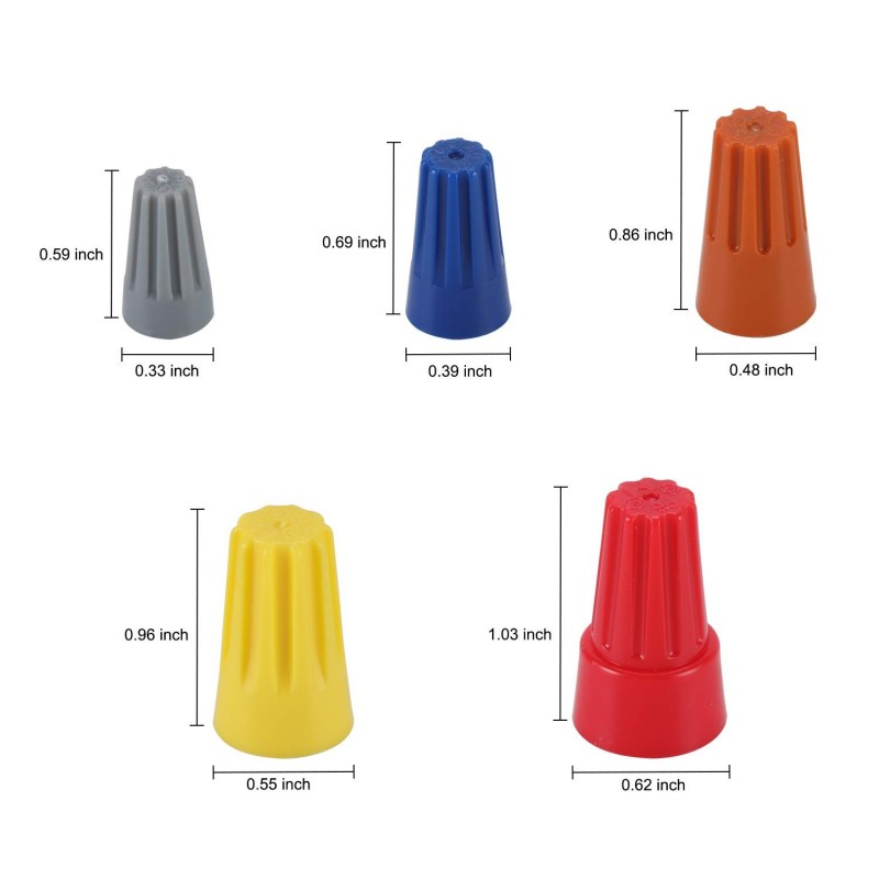Conectori terminali prin infiletare in 5 dimensiuni cu cote in inch, de la 0.59 la 1.03 inch inaltime