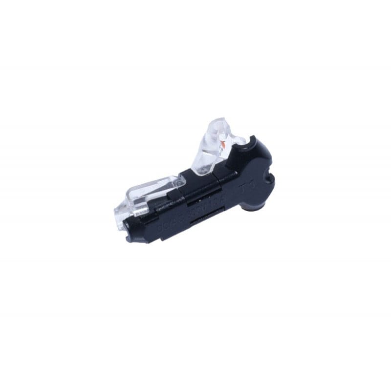 Conector cablu tip T inchis, vedere laterala, sistem de blocare mecanic compact