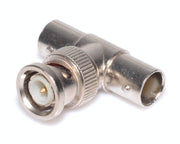Conector teu BNC 1 tata 2 mama, corp metalic nichelat, compatibil RG59 RG6, pentru distributie semnal video CCTV