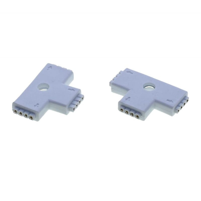 Set doi conectori teu RGB pentru banda LED 10mm, vedere comparativa fata-spate