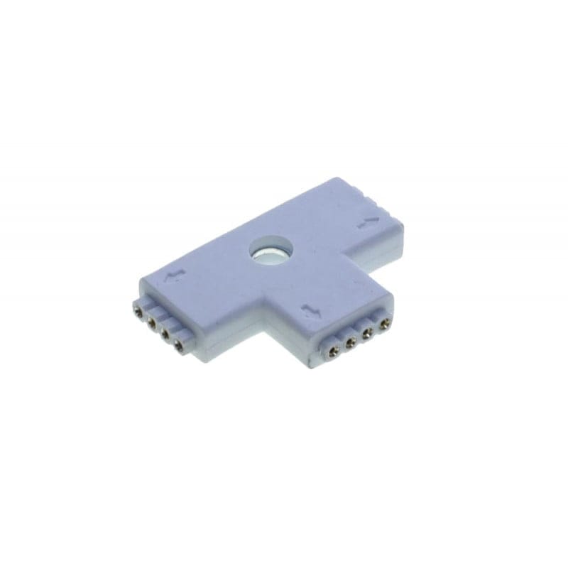 Conector teu RGB 4 pini, detaliu contacte metalice si gaura de fixare cu surub