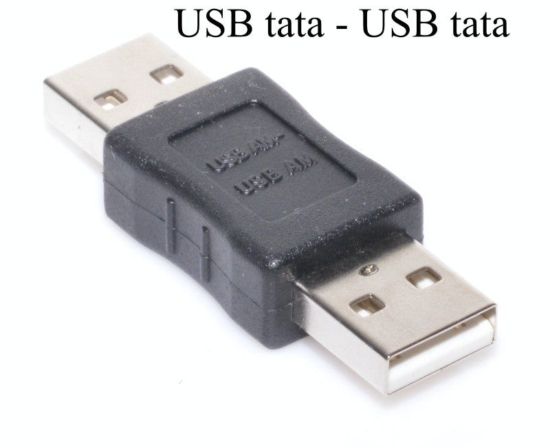 Adaptor USB tata-tata cu marcaj USB AM - USB AM inscriptionat pe carcasa