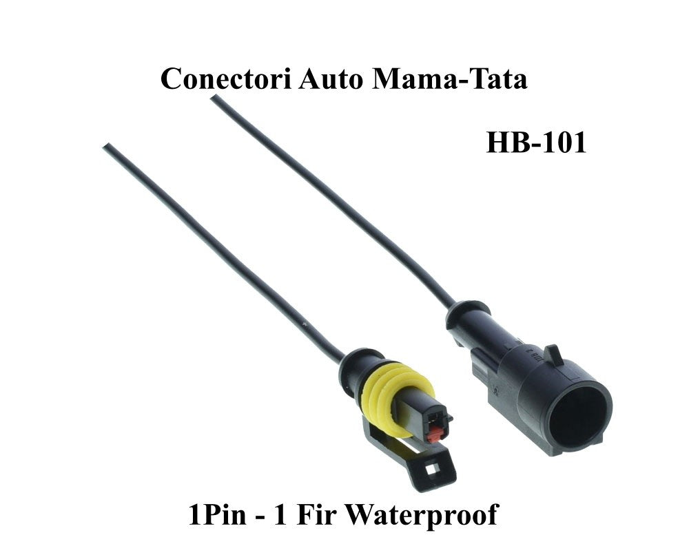 Conector auto waterproof mama-tata 1 pin, fir cupru litat, protectie la umezeala
