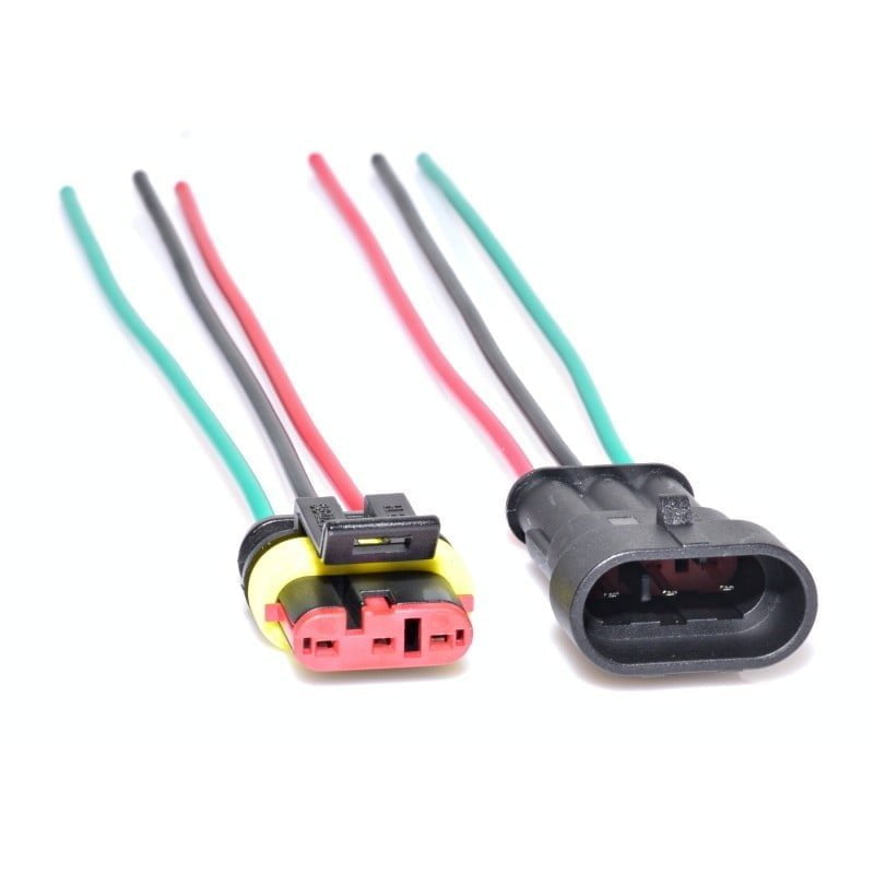 Conector auto waterproof mama-tata 3 fire cupru 1mm², sistem blocare, protectie umiditate, pentru instalatii LED sau solare