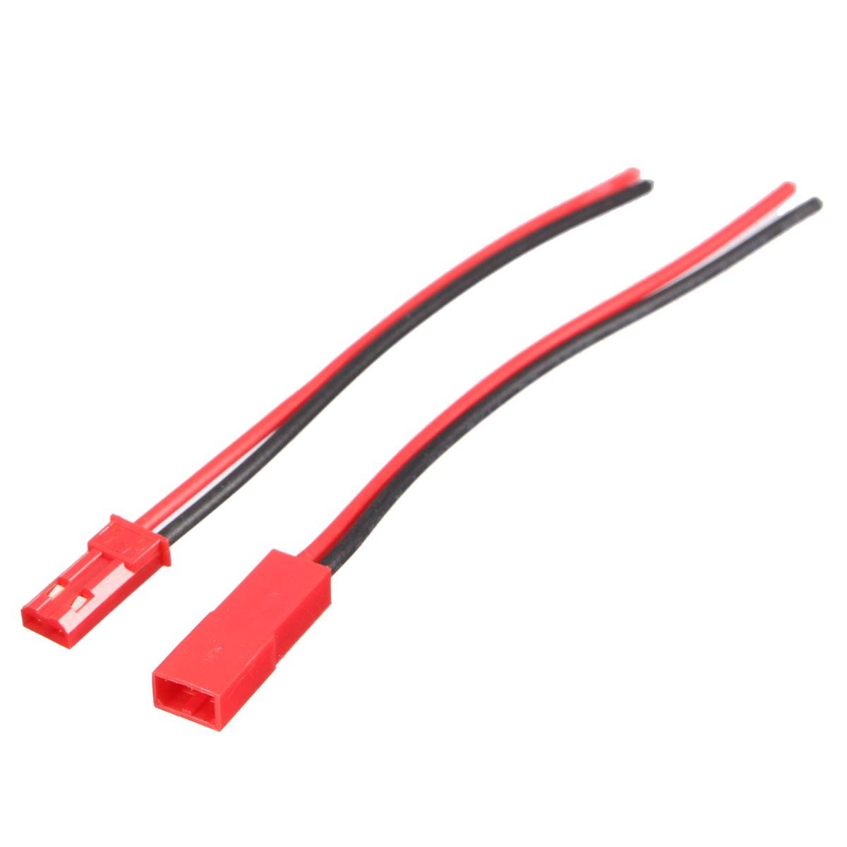 Conector JST mama si tata separat, fire bicolore rosu-negru, lungime 10 cm