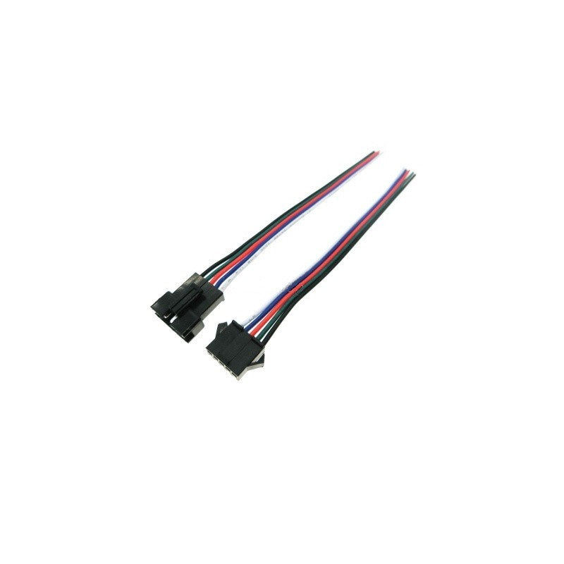 Conector mama-tata 5 fire pentru banda LED RGBW, cablu 10 cm, mufa SM 5 pini, cu codificare cromatica a firelor