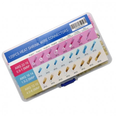 Conectori termocontractabili waterproof vedere laterala, 3 dimensiuni AWG 0.5-6mm2, cutie cu etichete