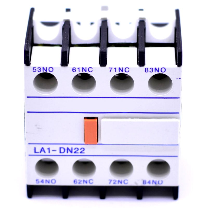 Contact auxiliar 2NO/2NC, 10A, 500V, montaj lateral pe contactor, borne marcate clar