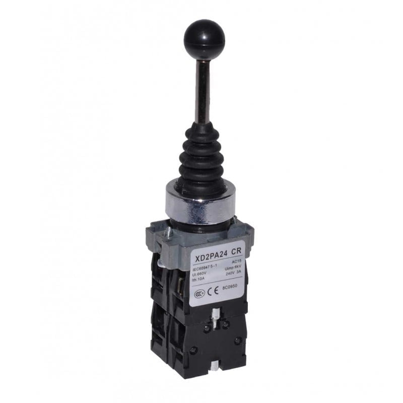 Joystick industrial 4 directii cu revenire, montaj 22mm, metalic, 3A, contacte NO-NO