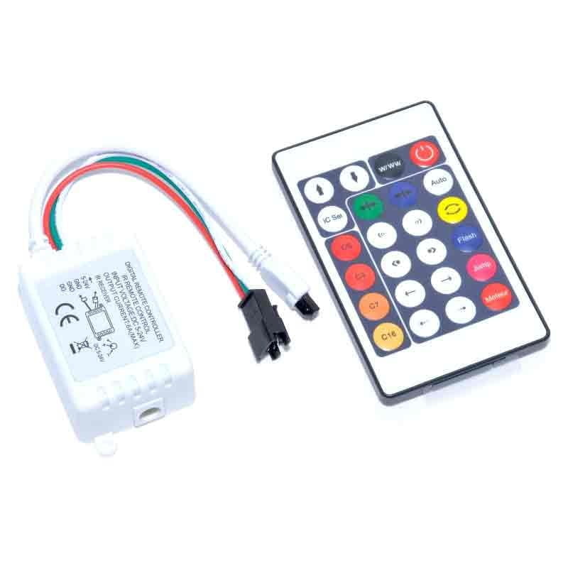 Controller banda LED RGB cu telecomanda 24 taste, 3 fire, tensiune 5-24V, curent iesire 6A