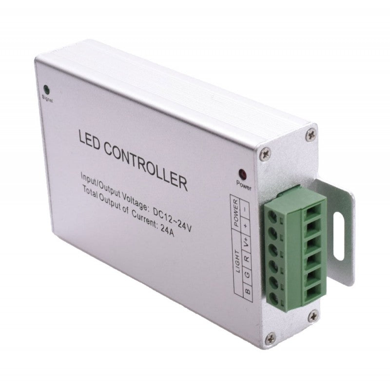 Controller RGB 12-24V detaliu borne surub B G R V+ pentru conectare banda LED