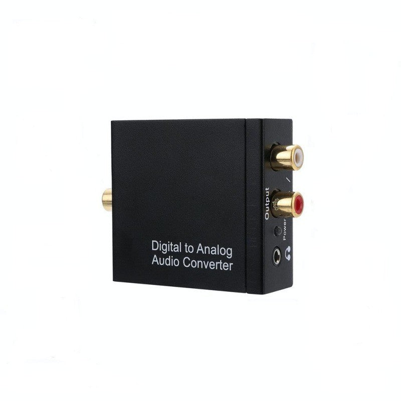 Convertor audio digital la analog cu iesire RCA si Jack 3.5mm, intrare optica si coaxiala, carcasa metalica compacta
