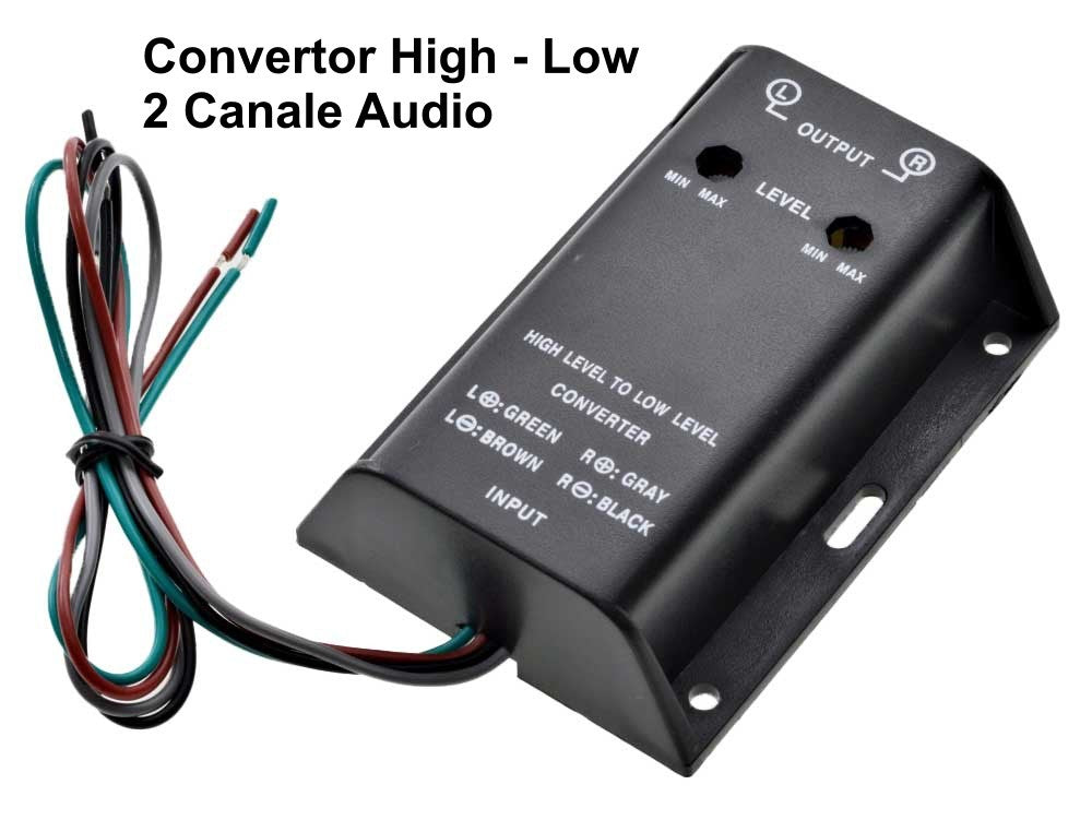 Convertor high-low audio 2 canale cu fire de intrare extinse si reglaj nivel min-max pe fiecare canal