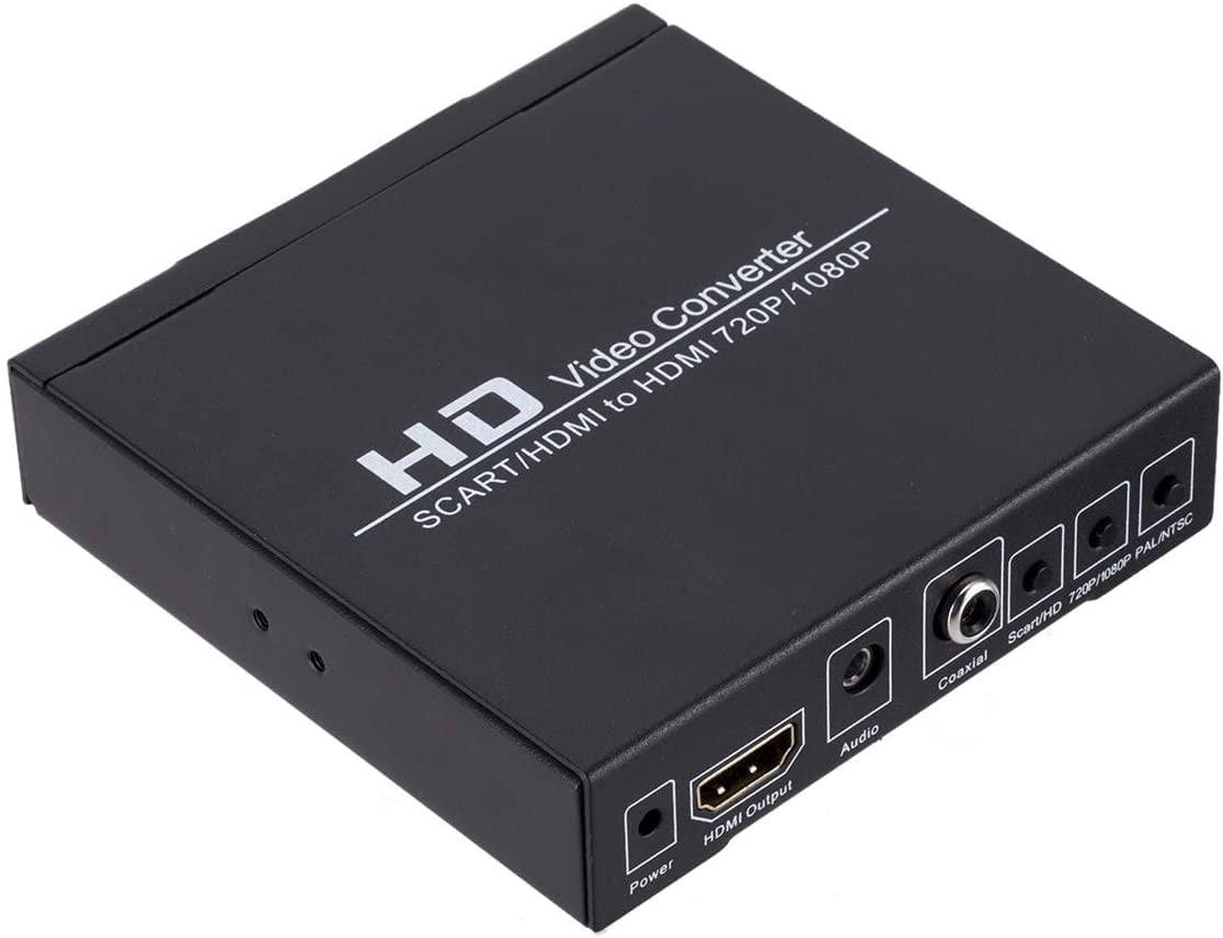 Convertor SCART/HDMI la HDMI 720p/1080p, iesire audio jack 3.5mm si coaxial, compatibil PAL/NTSC