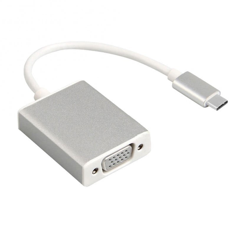 Convertor USB 3.1 Type-C la VGA, FullHD 1080p, carcasa aluminiu, plug-and-play, pentru laptop si telefon