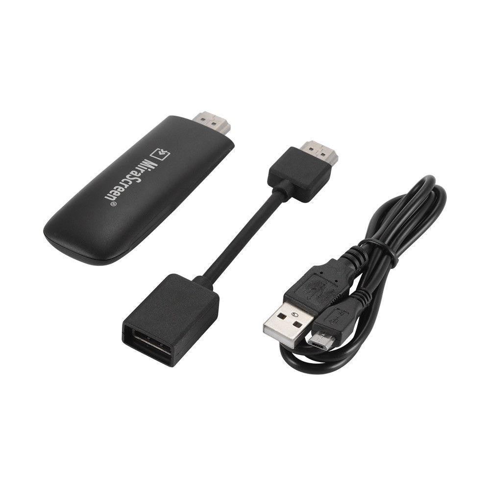 Continutul pachetului: stick display HDMI wireless cu cablu HDMI extensor si cablu USB de alimentare
