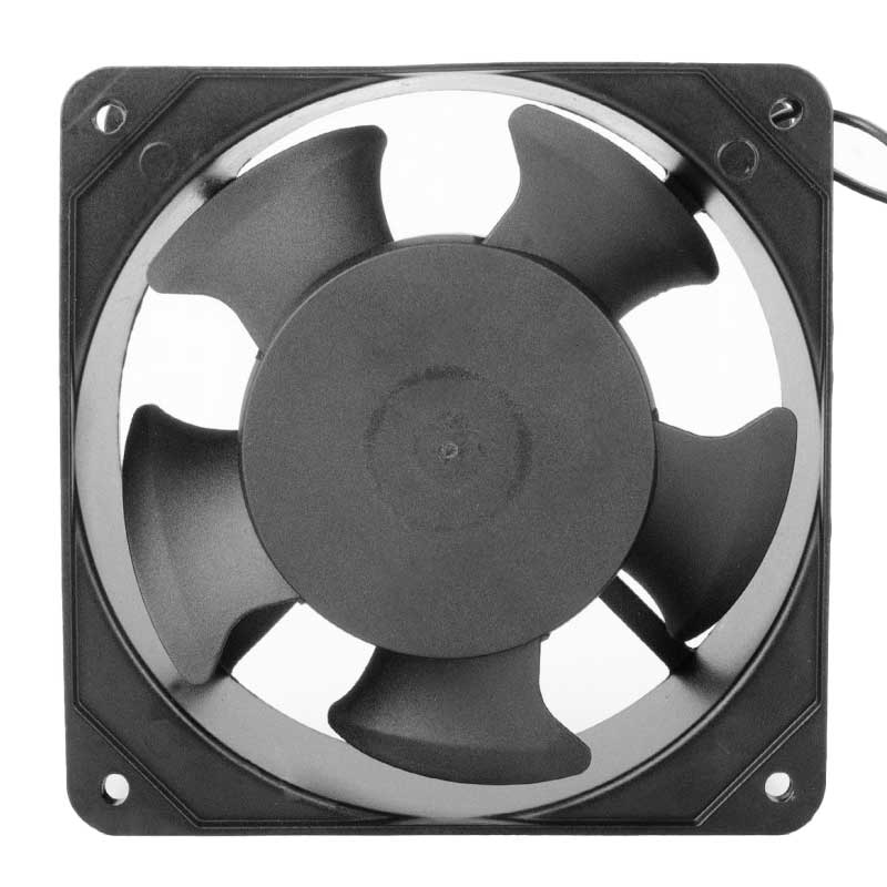 Ventilator axial 120mm vazut din spate, pale ABS si cadru metalic cu gauri de fixare