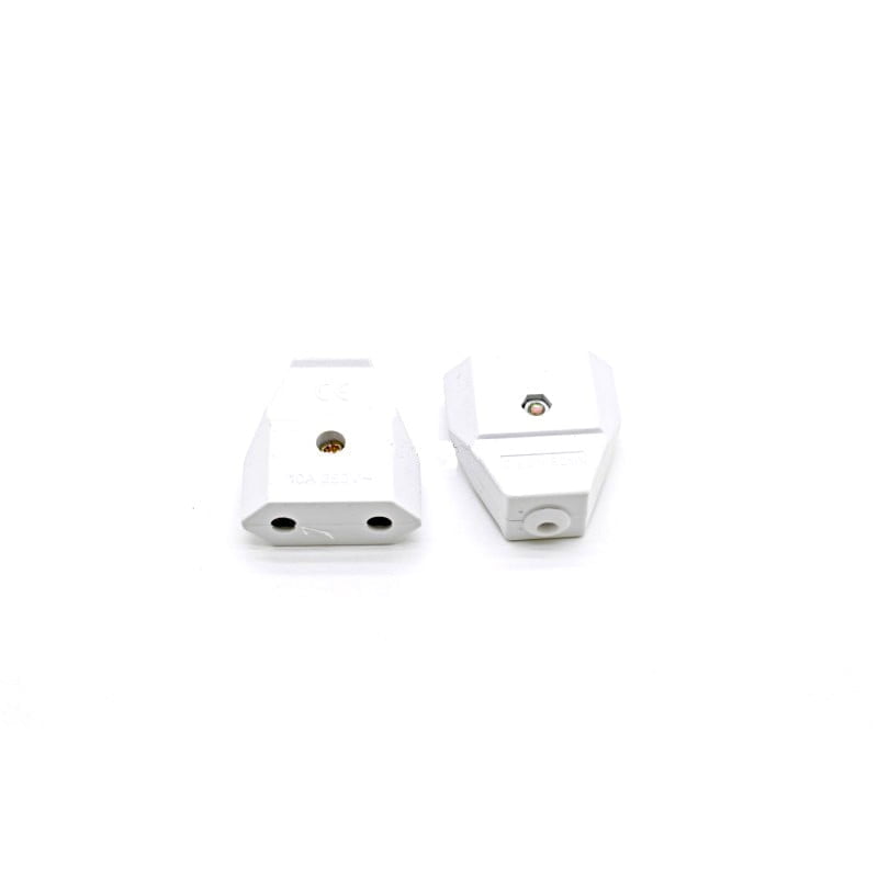 Cupla plata 250V 10A, set doua bucati, carcasa alba din plastic rezistent, pentru conectare electrica rapida