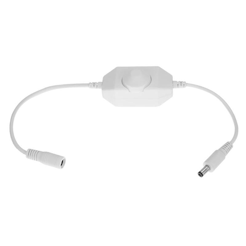 Dimmer rotativ pentru banda LED monocroma, DC 12-24V, 8A, conector tata-mama 2,1mm, alb