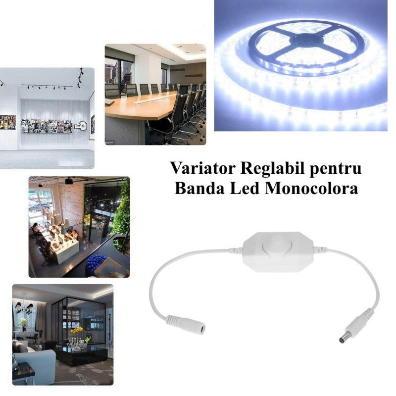 Variator intensitate banda LED monocroma DC 12-24V, utilizare in spatii rezidentiale si de birou