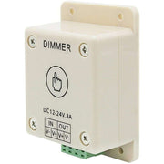 Dimmer touch monocolor DC 12V-24V 8A cu buton tactil si borne surub, carcasa alba pentru banda LED